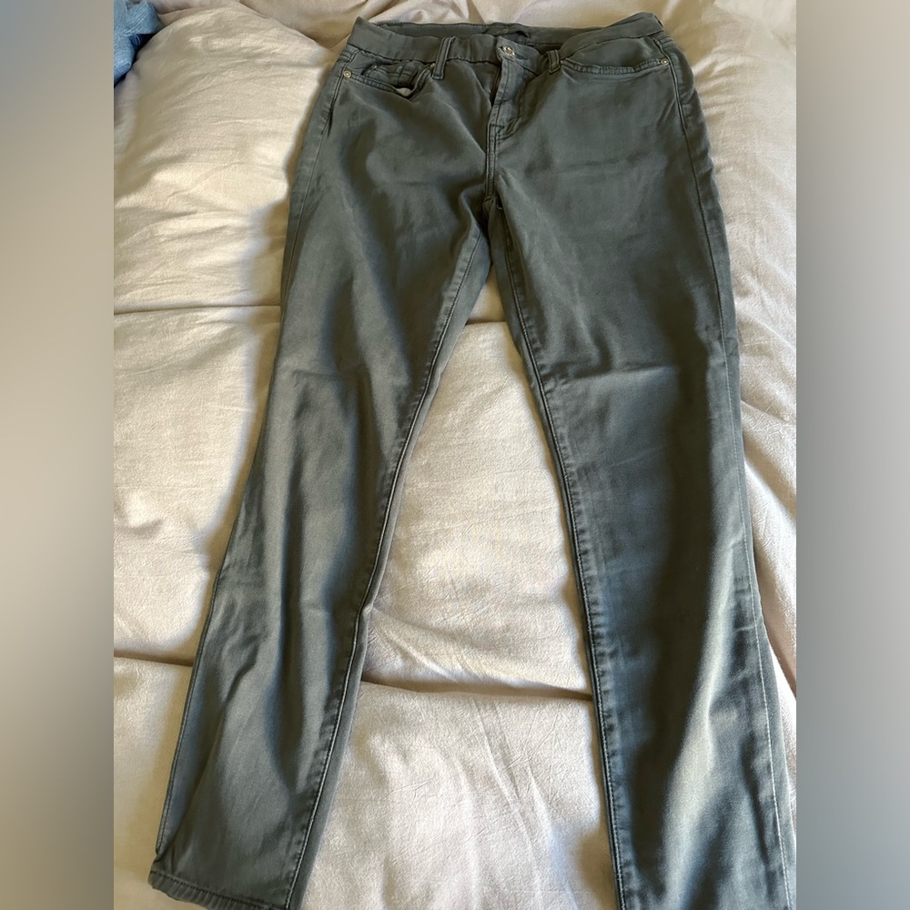 7 for all men kind Women's Olive Green Slim Jeans
